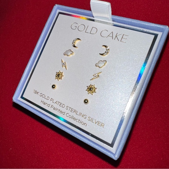 Gold Cake Jewelry Gold Cake 5 Pair Set Of 8k Gold Plated Sterling